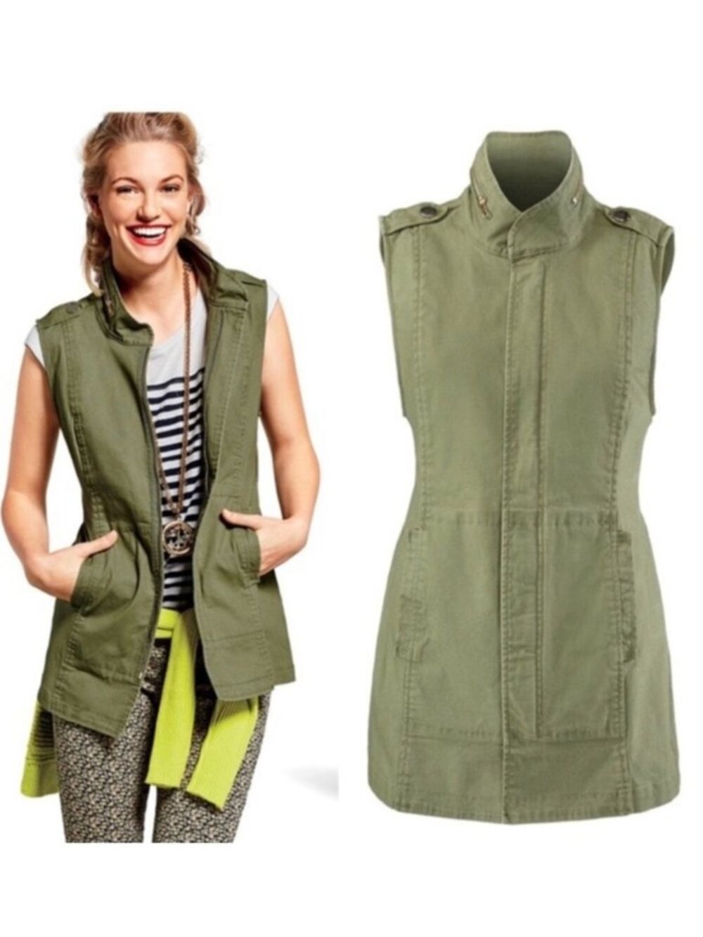 CABI Explorer Utility Vest in Olive Green Sz S #5101 NWOT